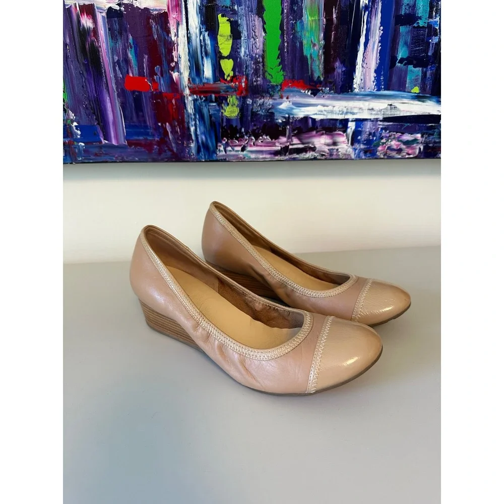 Cole Haan x Nike Air Leather Patent Cap Toe Low Wedge Pumps | Size 8.5